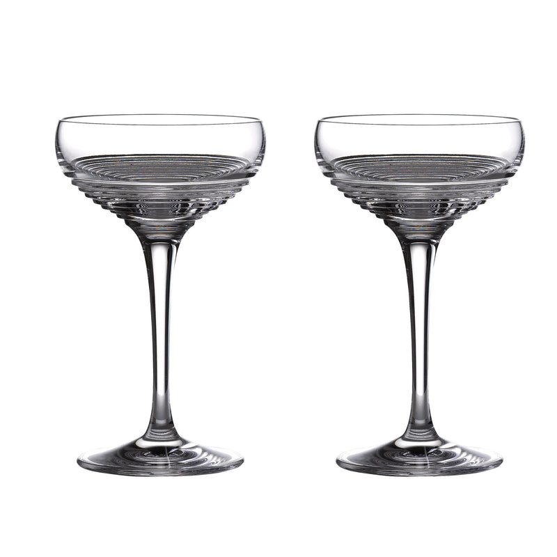 Waterford Crystal small coupe glasses with faceted banded design