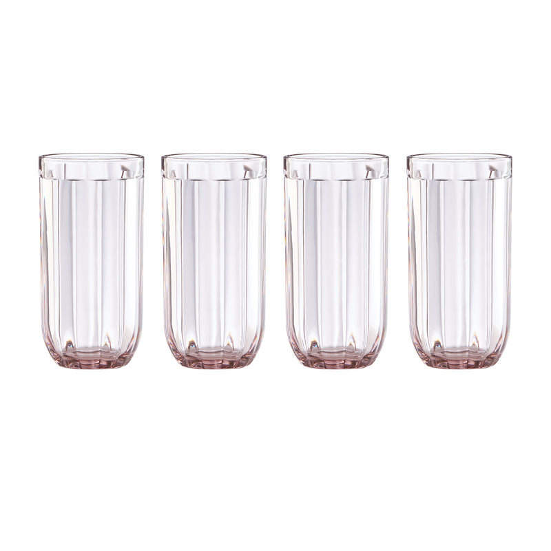 Set of 4 Kate Spade New York Park Circle highball glasses, clear glass with vertical ridges