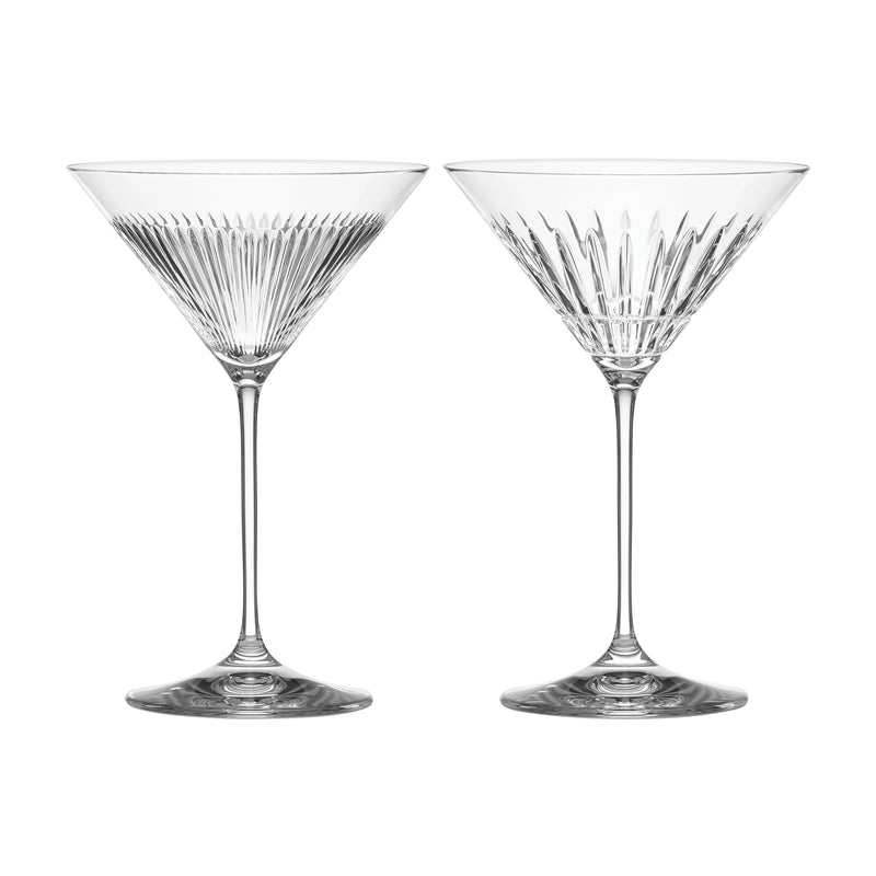 Reed & Barton New Vintage set of 2 martini glasses, clear fluted crystal bowls