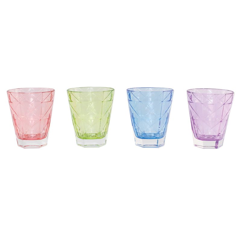 Vietri Prism set of 4 short tumbler glasses in pink, green, blue, purple