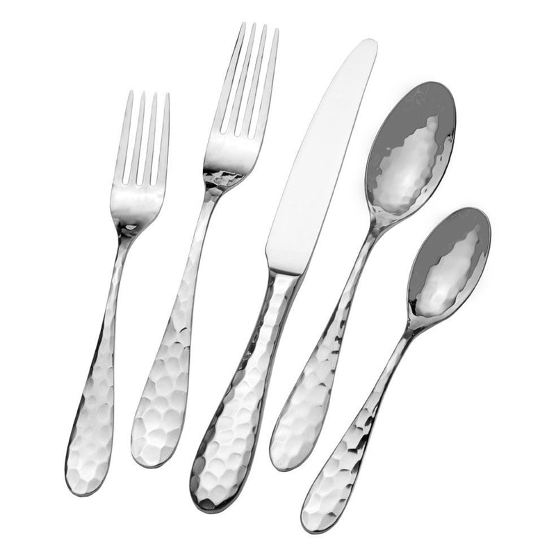 Mikasa Lilah 18/10 stainless steel flatware set with hammered handles