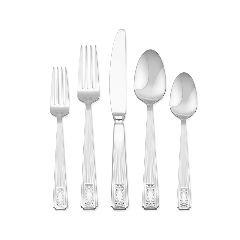 Argent Orfevres Cabriole stainless steel flatware set with patterned handles
