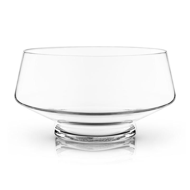 Clear glass footed punch bowl with wide rim and short pedestal base