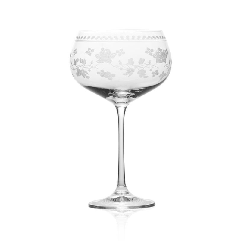 Mikasa vintage floral white wine glass with etched floral pattern