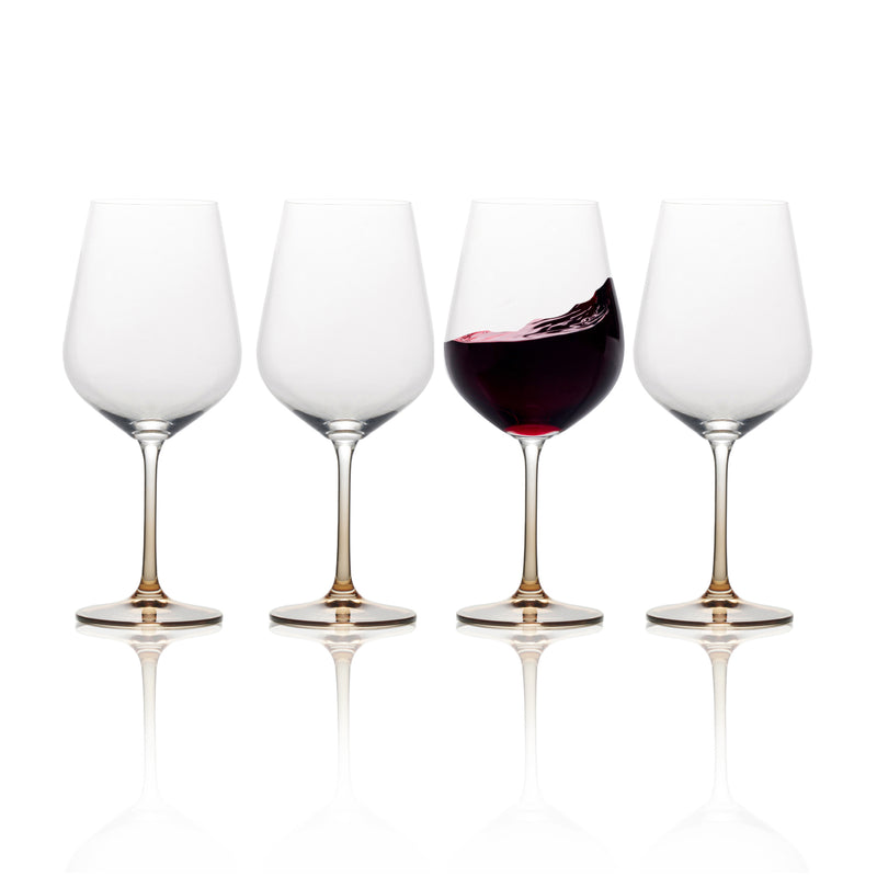 Mikasa Gianna set of 4 ombre amber red wine glasses with silver stems