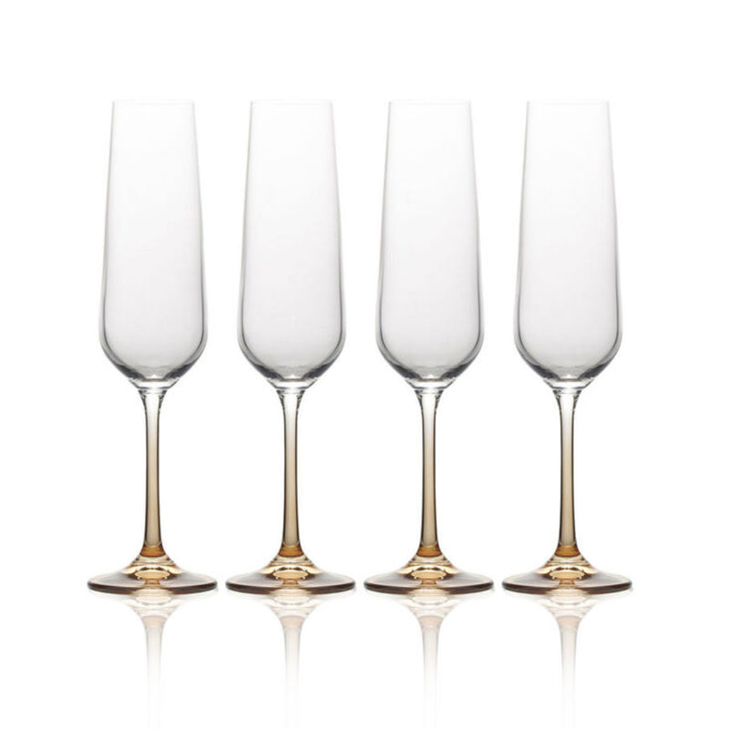 Mikasa Gianna set of 4 ombre amber champagne flutes with long slender stems