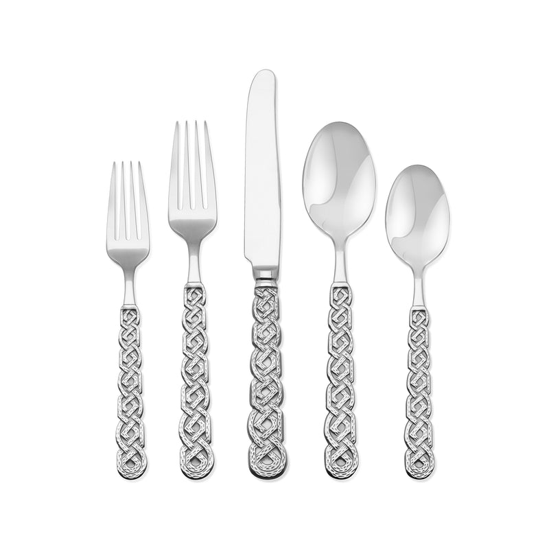 18/10 stainless steel flatware set, 20-piece service for 4, ornate braided handles