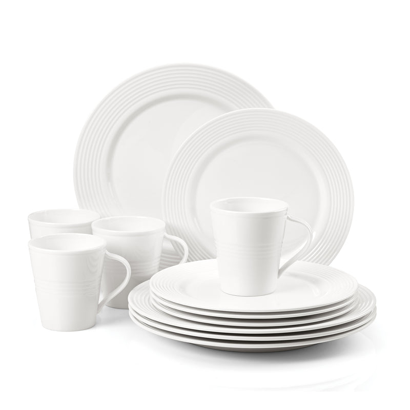 Lenox Tin can Alley 12-piece dinnerware set with white plates and mugs