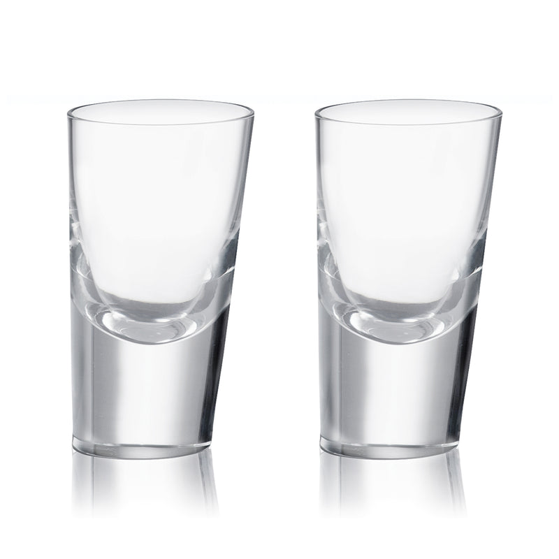 Rogaska 90 Degrees set of 2 clear shot glasses with horizontal glass band
