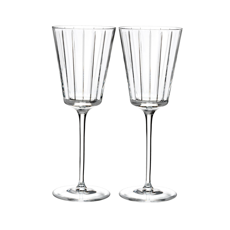 Rogaska Avenue set of 2 red wine glasses, clear fluted stemware