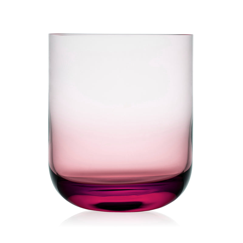 Rogaska Monaco rose tumbler glass set of 6, pink gradient glass with thick base