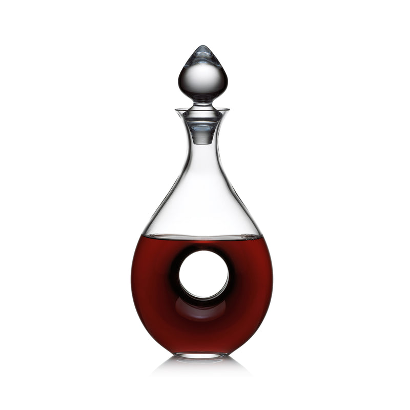 Lenox Tuscany Classics glass decanter with pierced red body and matching stopper