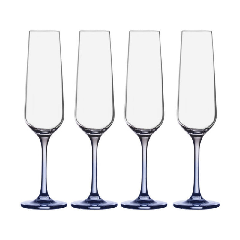 Mikasa Gianna set of 4 blue ombre flute glasses with dark base