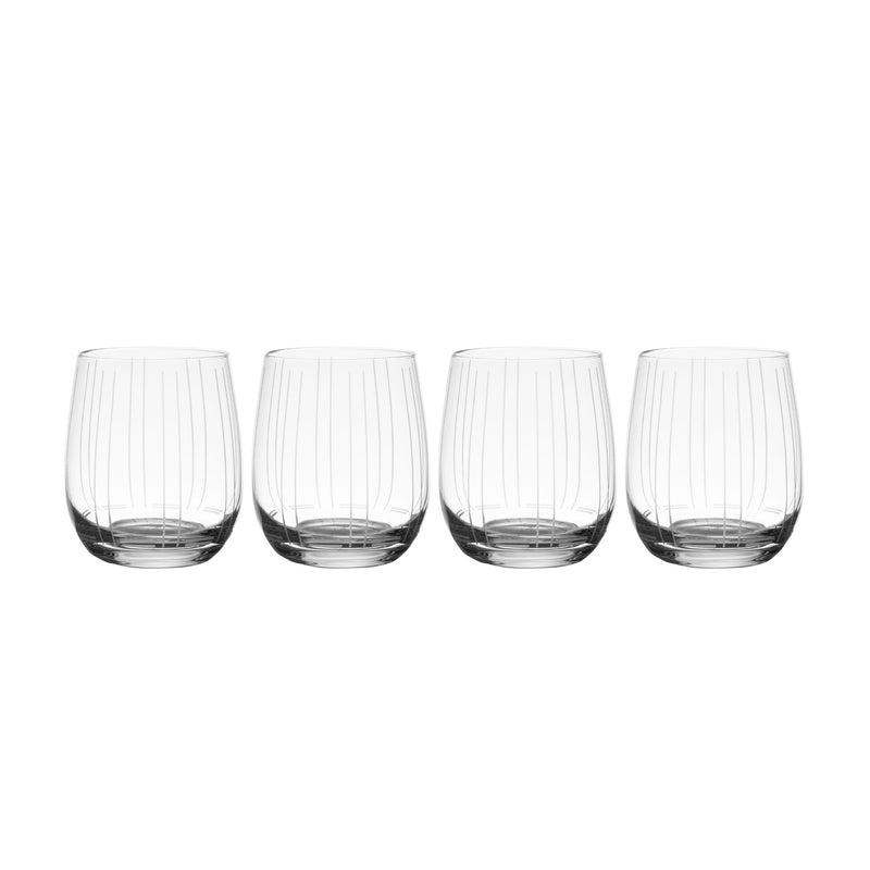 Mikasa Berlin set of 4 double old-fashioned glass tumblers with vertical ribbed sides