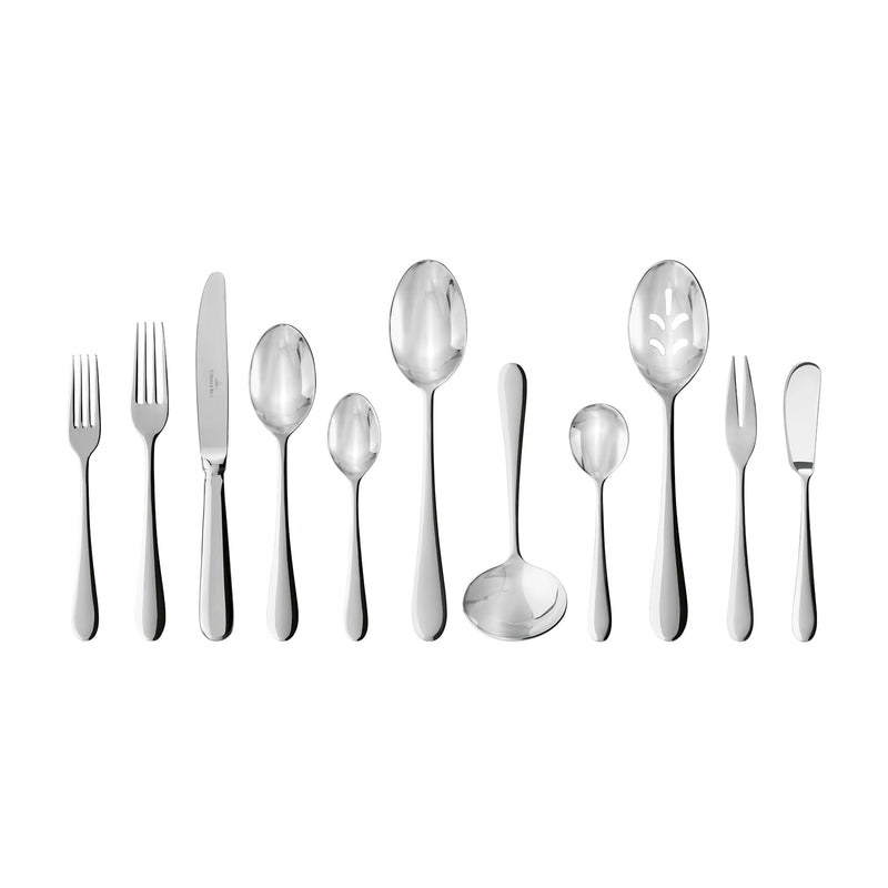 18/10 stainless steel flatware set with forks, knives, and spoons for 8