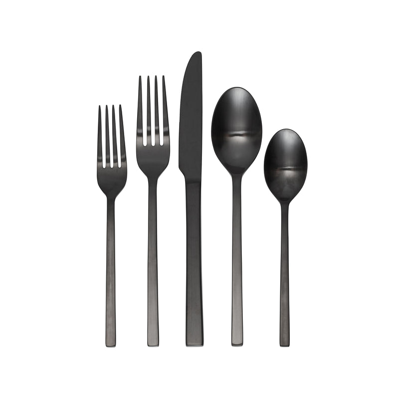 Oneida Allay 20-piece flatware set, 18/10 stainless steel, midnight black finish