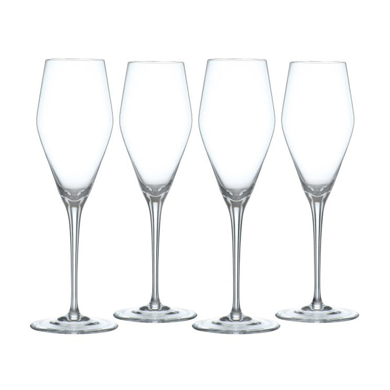Nachtmann Vinova set of 4 champagne glasses, clear stemware with flared bowls