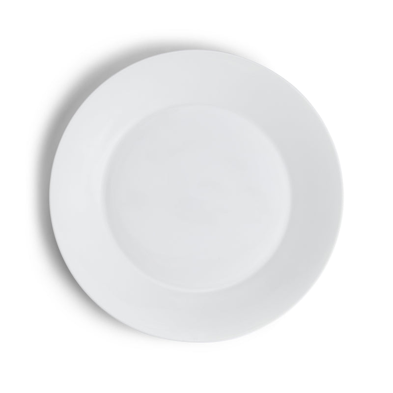 White fine bone china dinner plate with smooth round rim