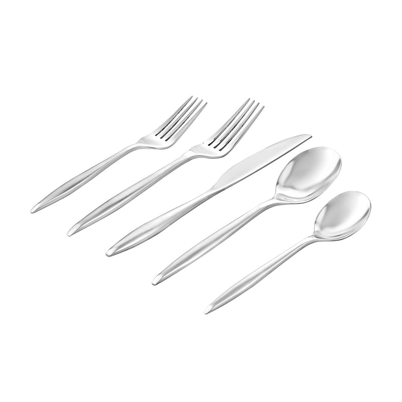 Satin stainless steel flatware set with forks and spoons, service for four