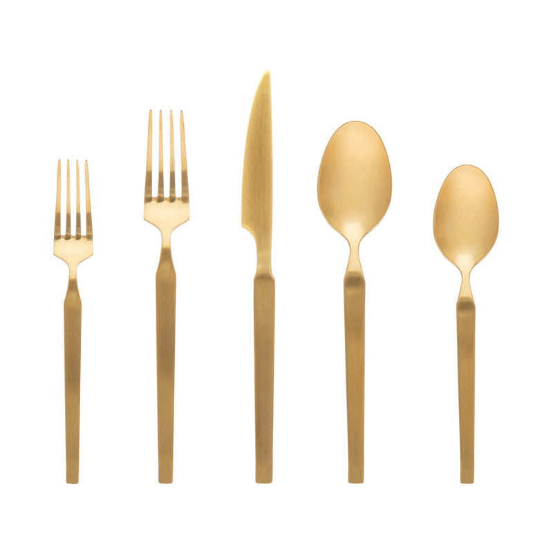 Godinger Ciara matte goldtone stainless steel flatware set with forks and spoons