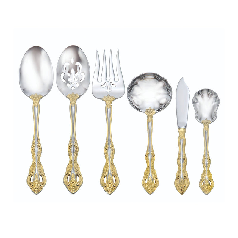 Oneida Michelangelo Golden stainless steel 6-piece serving set with ornate gold handles