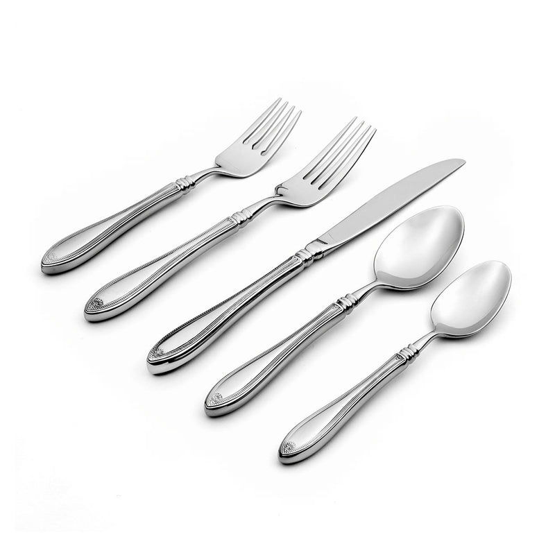 Oneida Sheraton 5-piece 18/10 stainless place setting with polished forks, knife, spoons