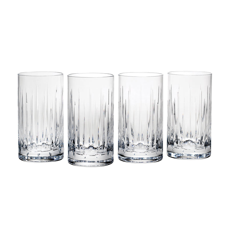 Reed & Barton Soho crystal highball glasses, set of 4, clear fluted sides
