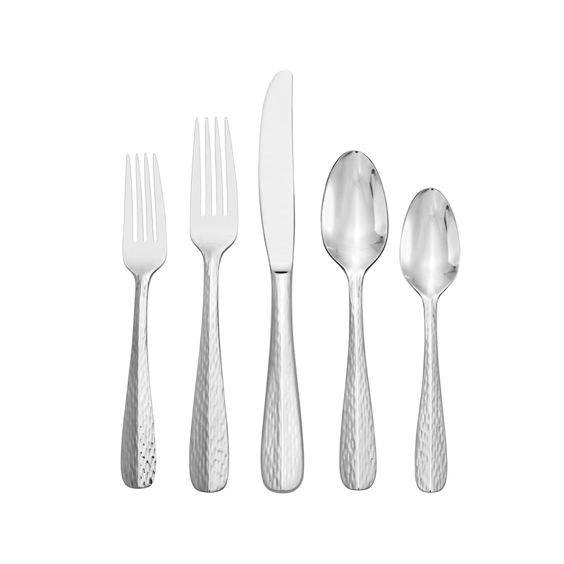 Oneida Vulcan 18/10 stainless steel flatware set: forks and spoons, polished finish