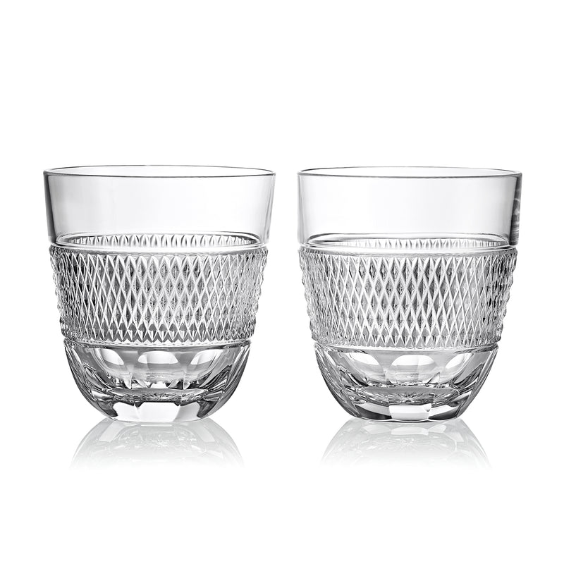 Waterford Crystal Mastercraft double old-fashioned glasses, set of 2, faceted diamond cut