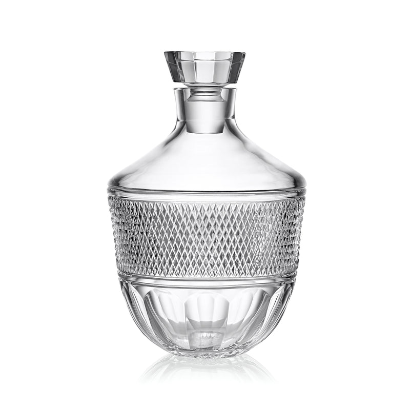 Waterford Crystal decanter with diamond-cut body and faceted neck