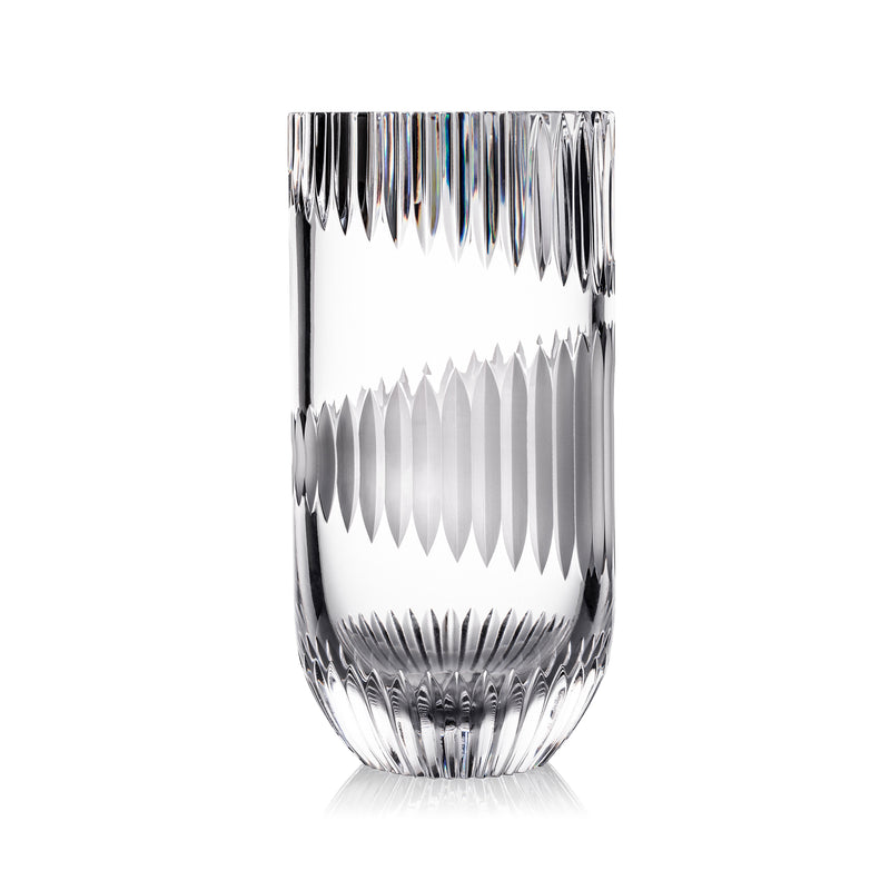 Rogaska Plant crystal vase in clear cut-crystal with vertical facets