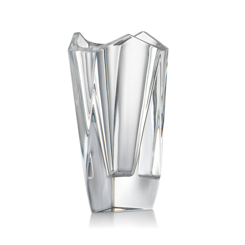 Rogaska Prism crystal vase with faceted glass panels and fluted shape