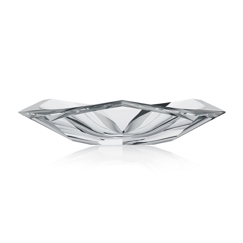 Rogaska Prism crystal centerpiece bowl, faceted clear glass with angular rim