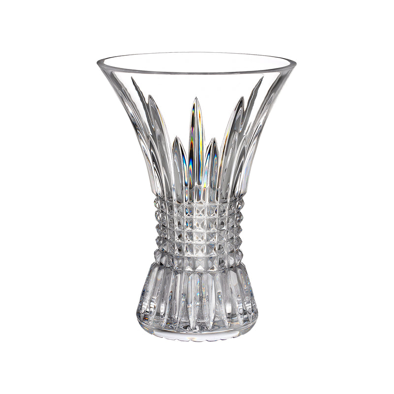 Waterford Crystal Lismore Diamond cut glass vase, faceted diamond pattern, clear