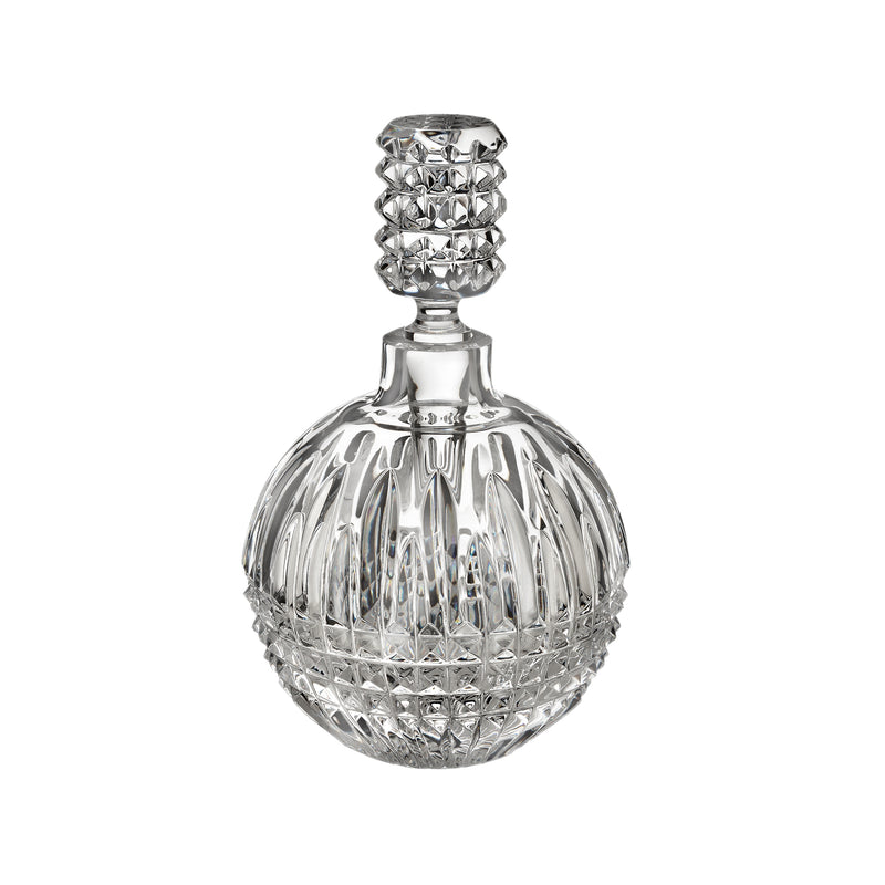 Waterford Crystal Diamond Lismore perfume bottle, clear faceted glass with round body and stopper