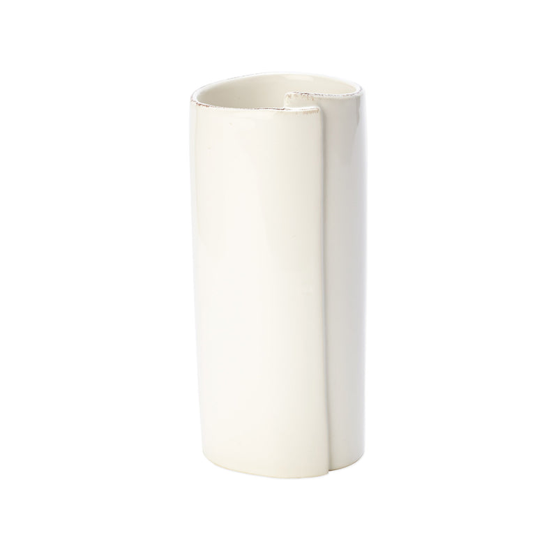 Vietri Lastra white large ceramic vase with fluted vertical sides