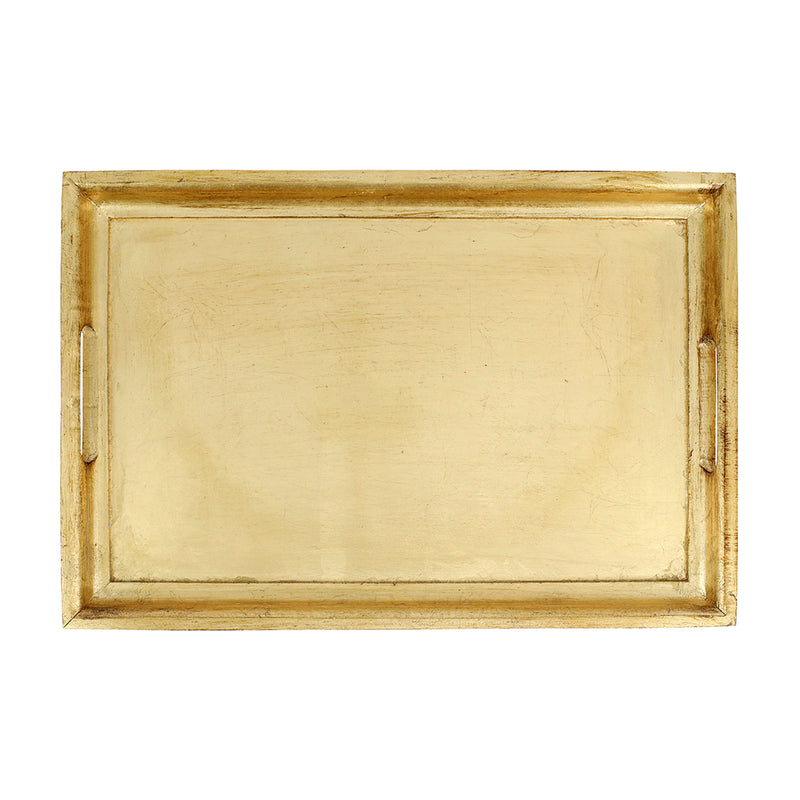 Rectangular wooden tray with gold leaf edge