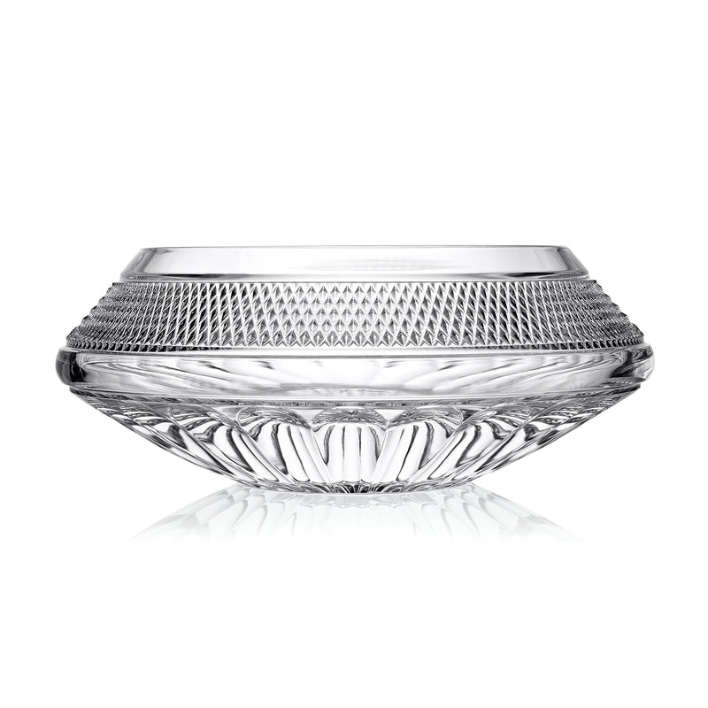 Waterford Crystal mastercraft low bowl, clear faceted crystal with diamond cuts and polished rim