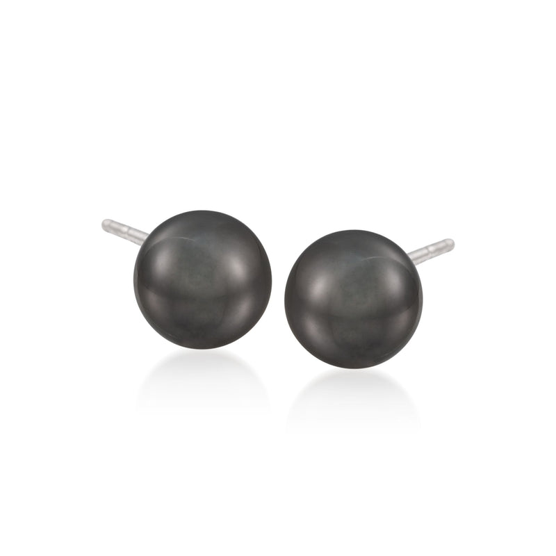 Mikimoto black South Sea pearl stud earrings with 18kt white gold posts