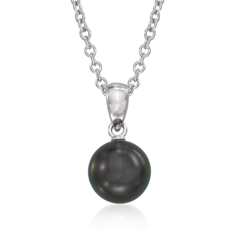 Black South Sea pearl pendant necklace in 18kt white gold