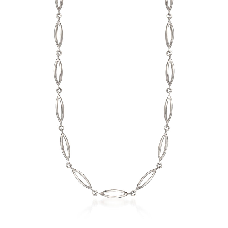 Sterling silver pod-style pendant necklace with oval link chain