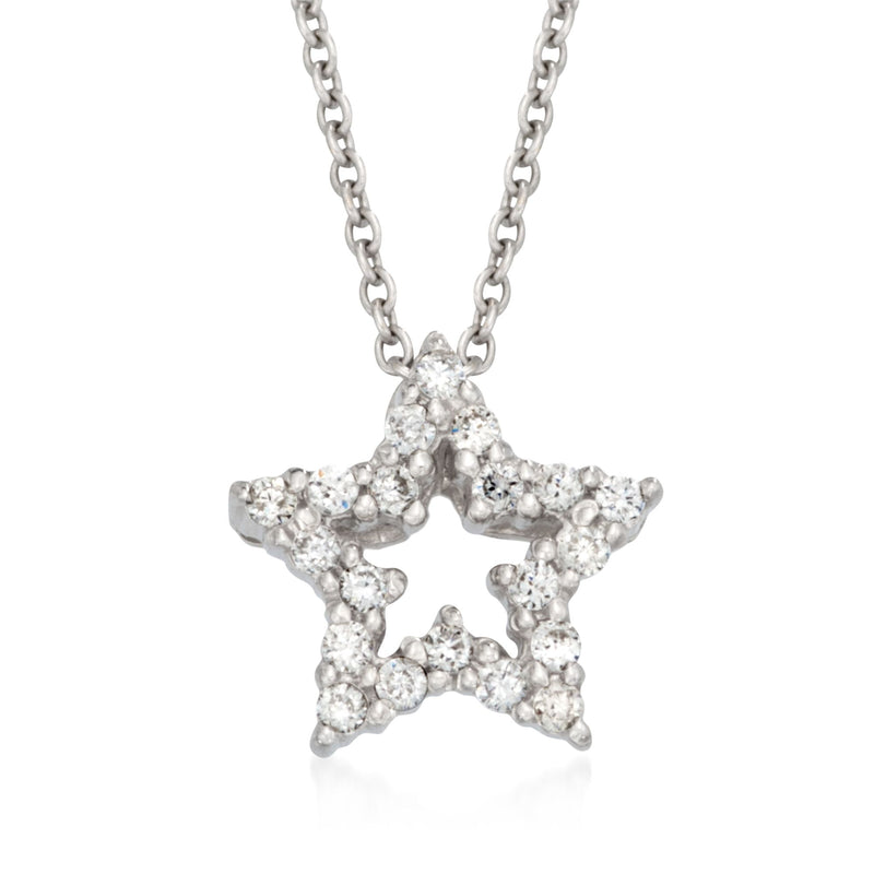 18kt white gold diamond star necklace with small star-shaped cluster pendant