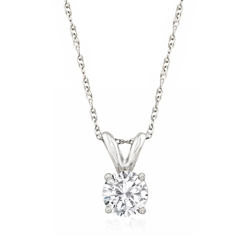 0.50-carat diamond solitaire necklace in 14kt white gold with round diamond pendant