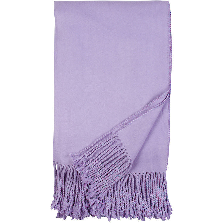 Lavender ultra-soft throw blanket with fringed bottom edge