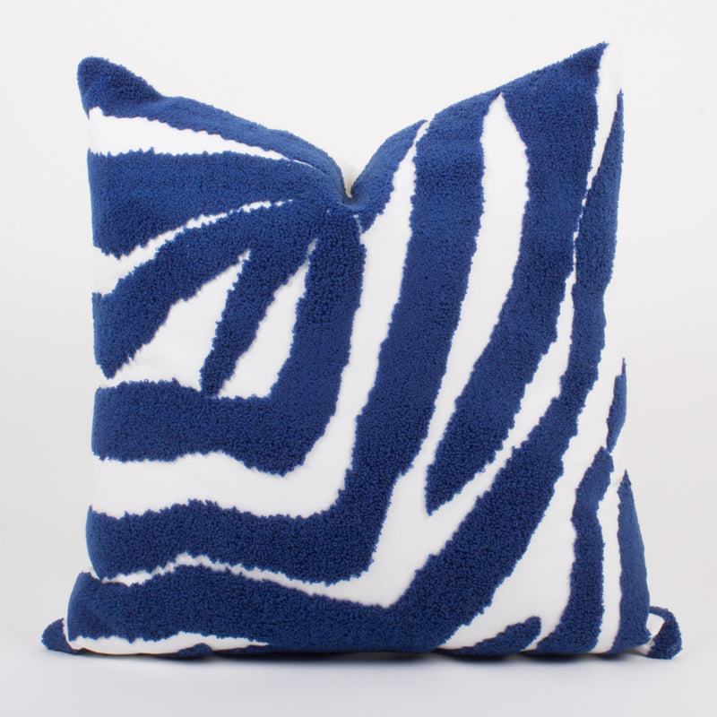 Set of 2 terry loop throw pillows, navy and white striped design