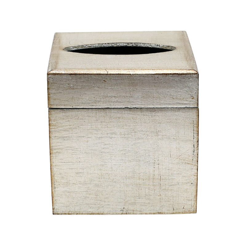 Vietri Florentine platinum tissue box cover, light metallic with open top slot