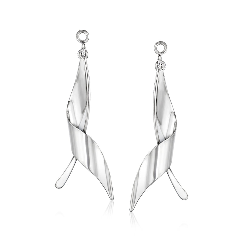 Twisted drop earring jackets in 14kt white gold, gemstone not visible