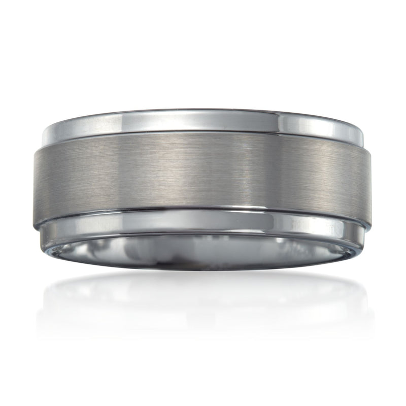 Men's tungsten carbide wedding ring, brushed silver, 9mm