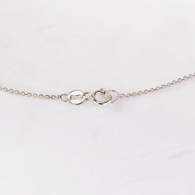 14kt white gold diamond station necklace with double-ring clasp and chain links