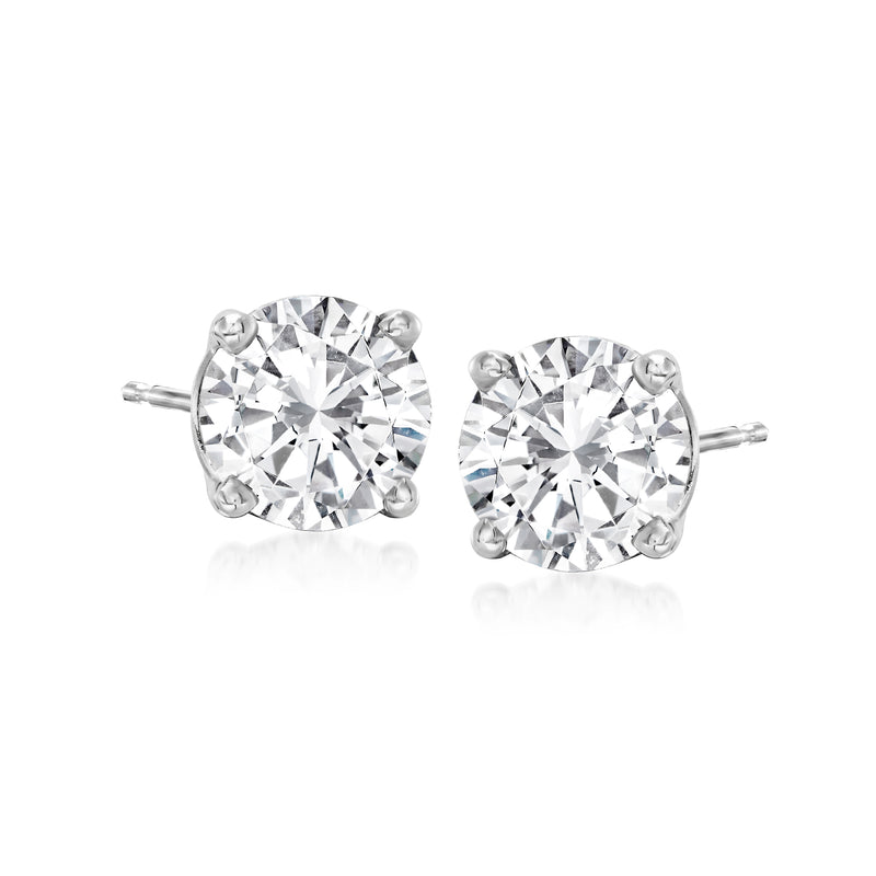 Diamond stud earrings, 14kt white gold, oval-cut 3.00 ct t.w. diamonds